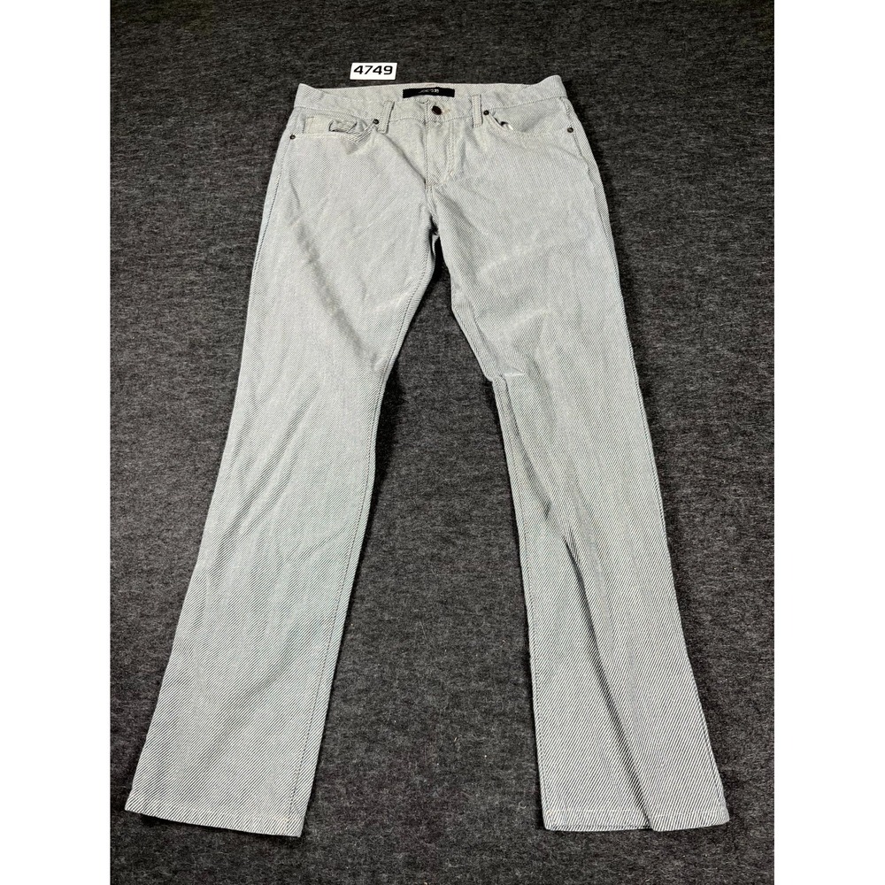 Joe's The Brixton Jeans Mens 33 White Black Diagonal Striped Denim Cotton Casual